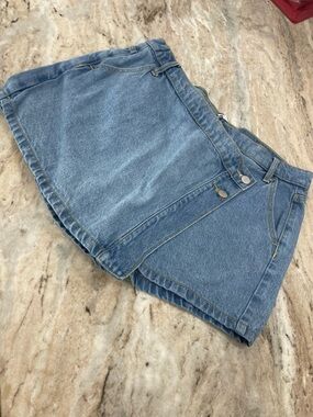 Altar'd State Light Blue Denim Mini Skort